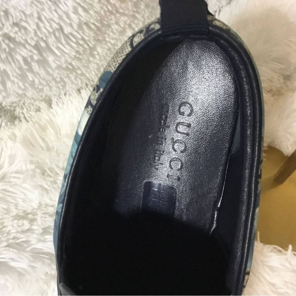 Gucci Blue Floral Slip-On Sneakers - Picture 12 of 13